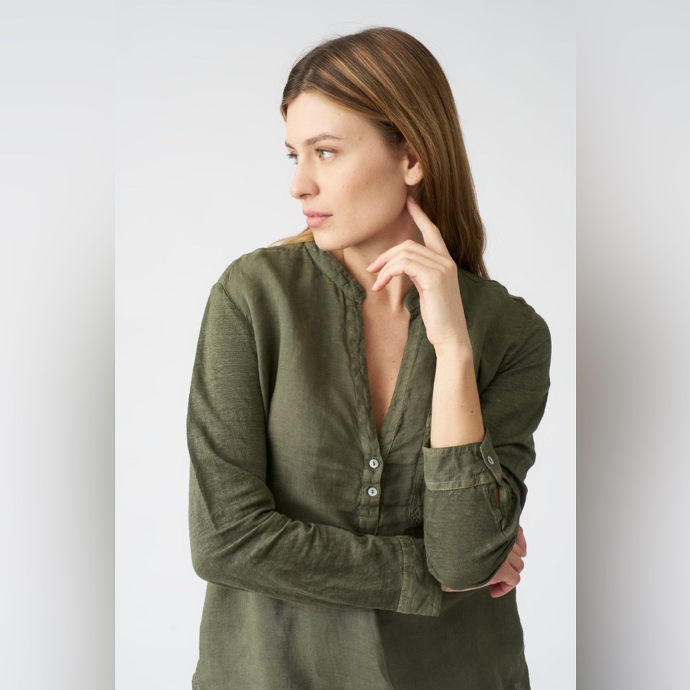 120% Lino- Elegant Blouse with Side Slits for Women - Picture 2 of 7